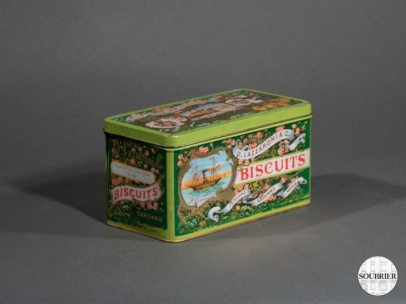Boite publicitaire à gâteau en toile peinte