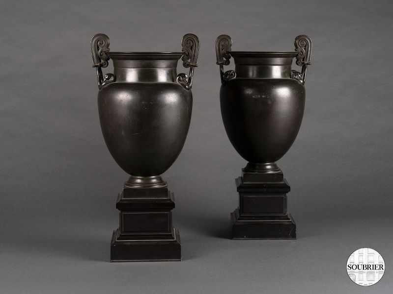 Pair of bronze vases