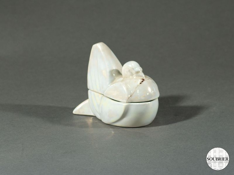 petit pigeon faïence blanc nacré GM + c