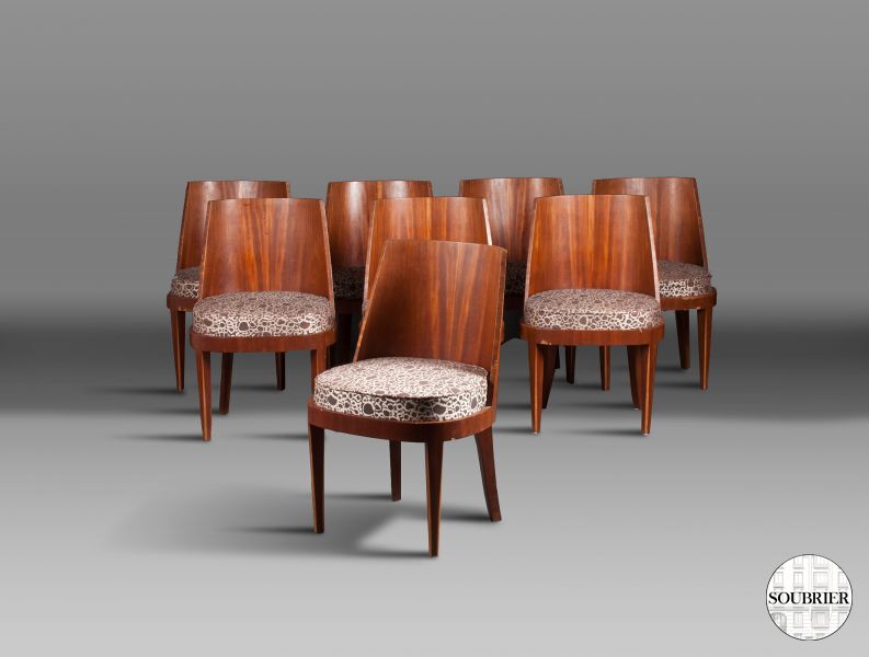8 Art Deco Soubrier chairs