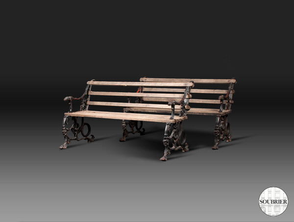 Pair of garden benches nineteenth