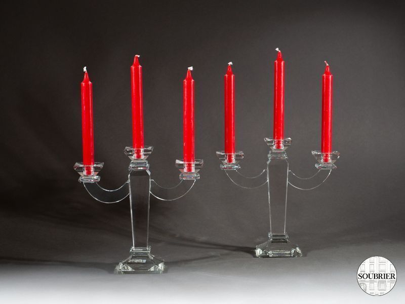 Chandelier en verre trois branchess