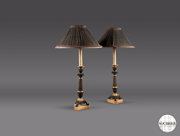 Candlesticks mounted as lamps
