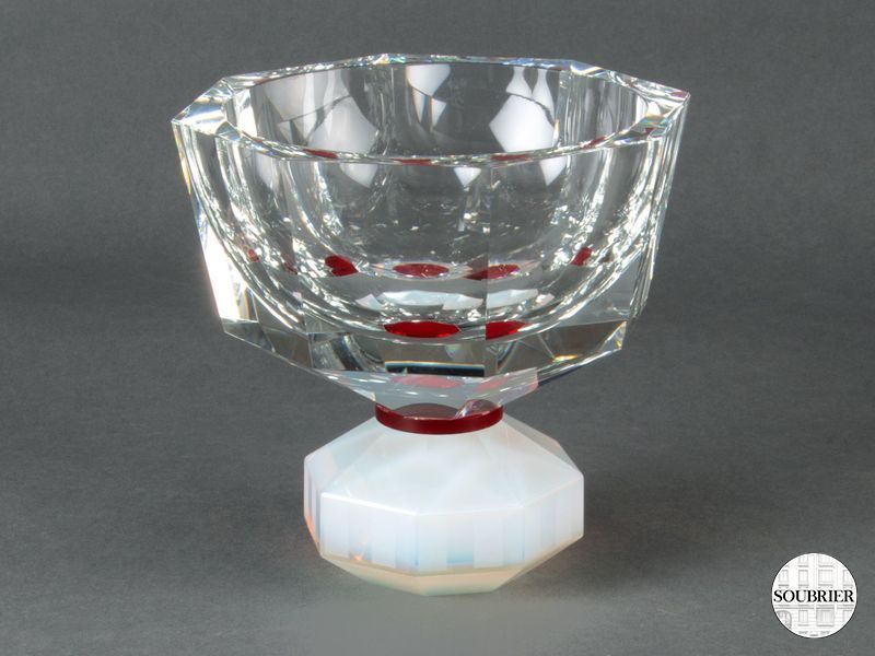 Coupe cristal pied opaline