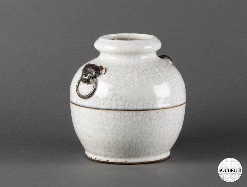 Crazed earthenware ball vase