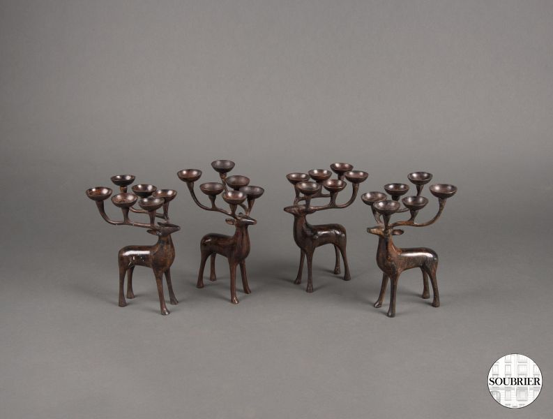 Bougeoirs cerf en bronze