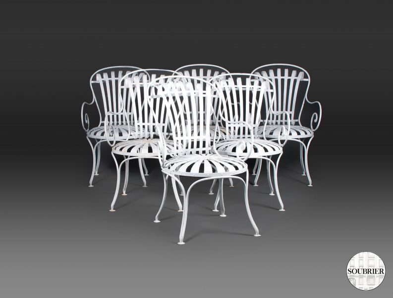 Six fauteuils de jardin XXe