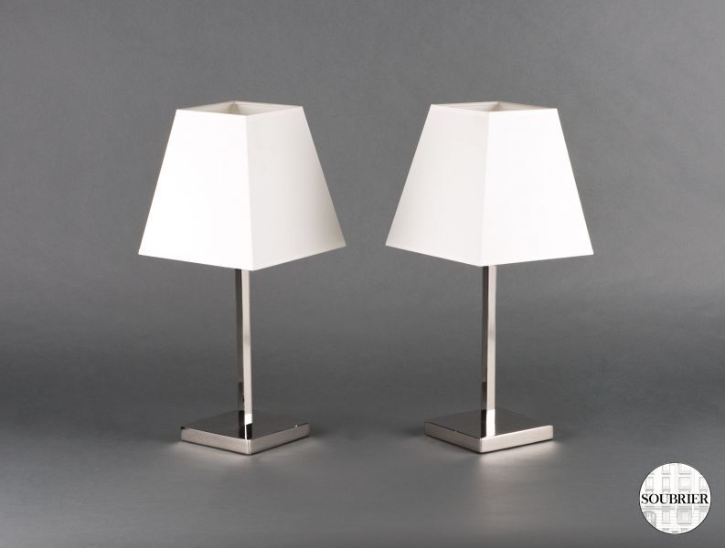 Pair of chromed lamps