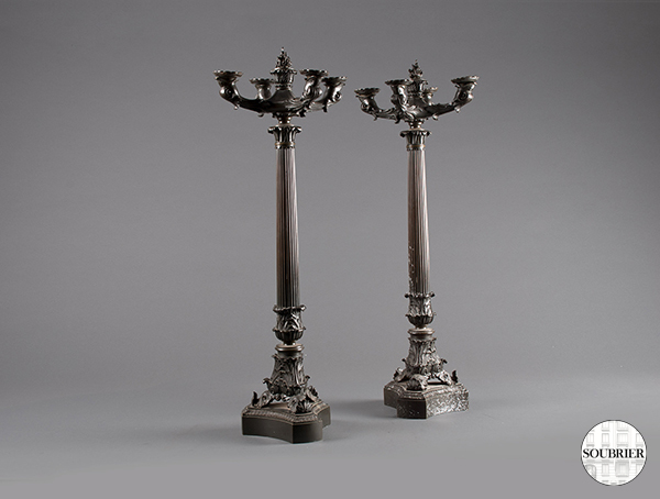 Pair of bronze candelabras