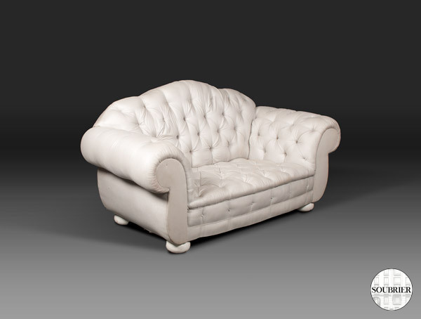 Sofa upholstered in gray silk