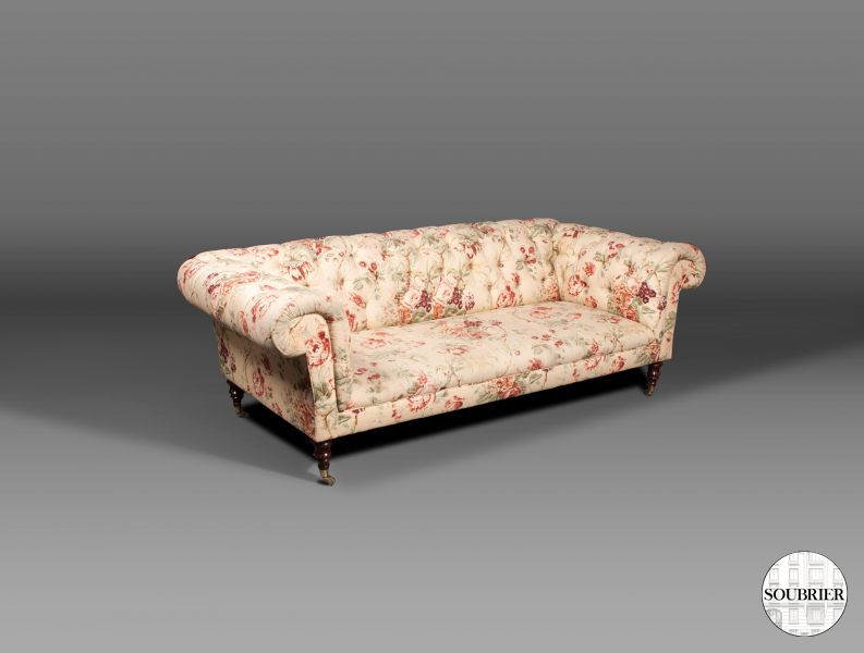 2 floral fabric chesterfields sofas
