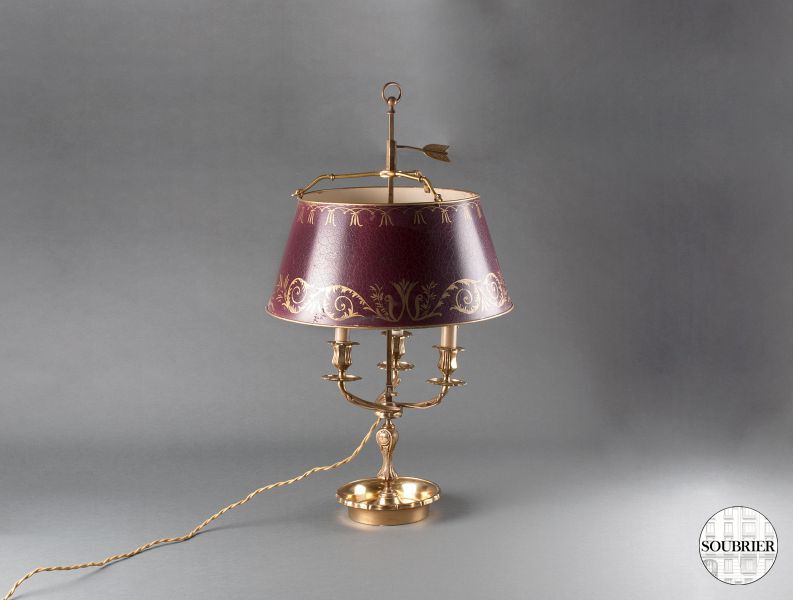 Burgundy bouillotte lamp