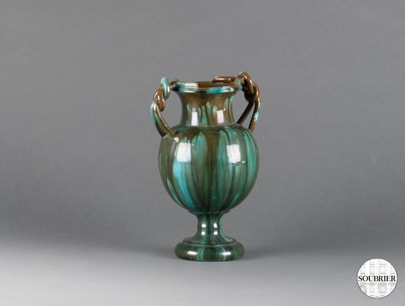 Green ceramic vase