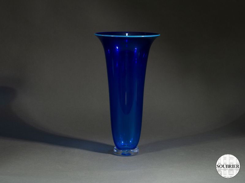 Vase verre bleu indi