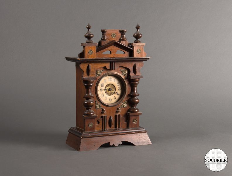 Pediment wooden wall clock