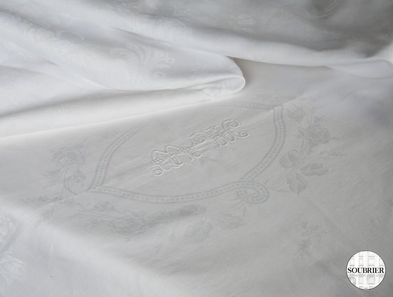 White damask foliage tablecloth