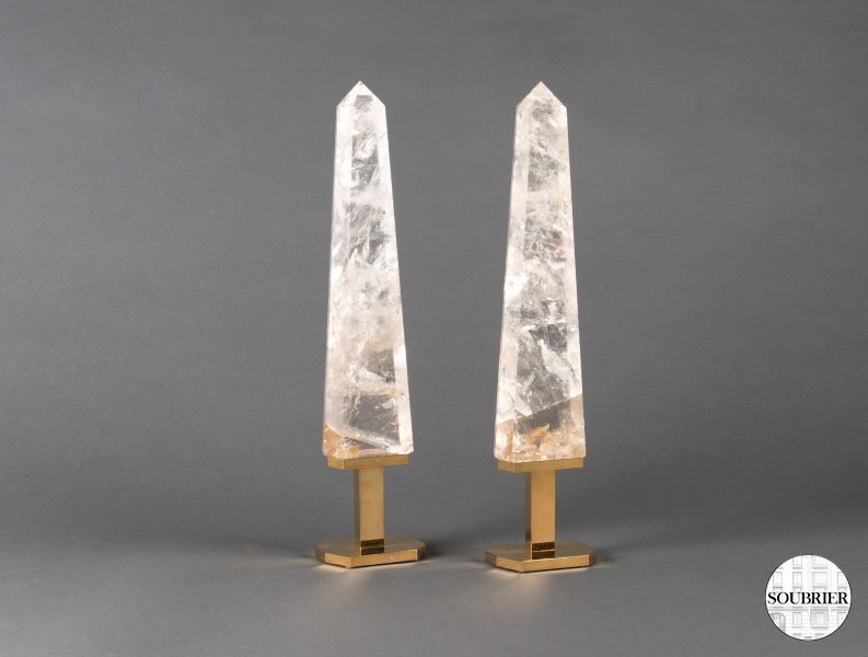 Pair of quartz obelisks