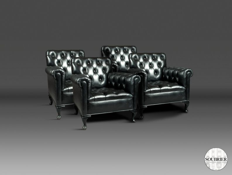 4 Fauteuils Chesterfield