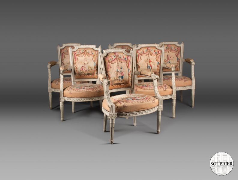 6 La Fontaine's Fables armchairs