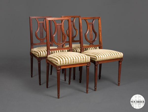 4 Louis XVI mahogany chairs