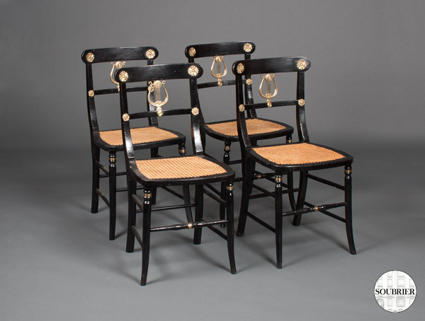 4 Chaises lyre noires