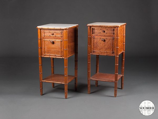 cherry and bamboo bedside tables