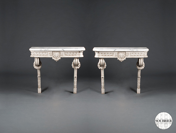 Two Louis XVI style console tables