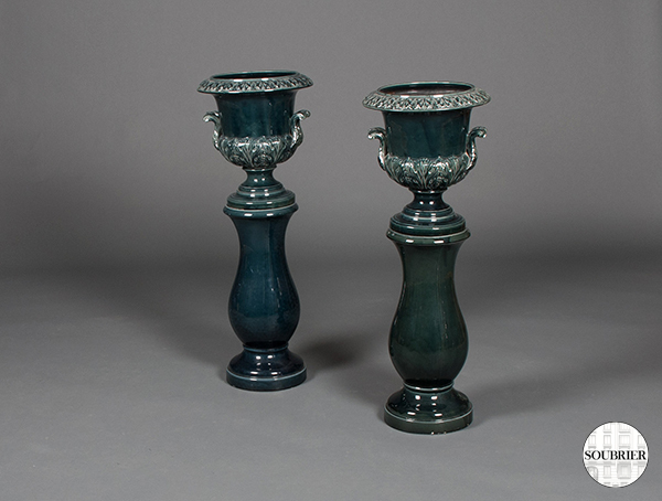 Cache-pots en céramique bleue