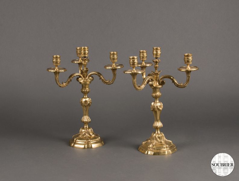 Pair of gilt bronze candelabras