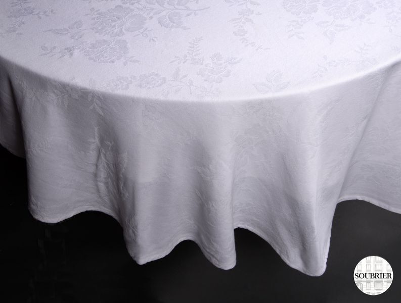 Round damask tablecloth