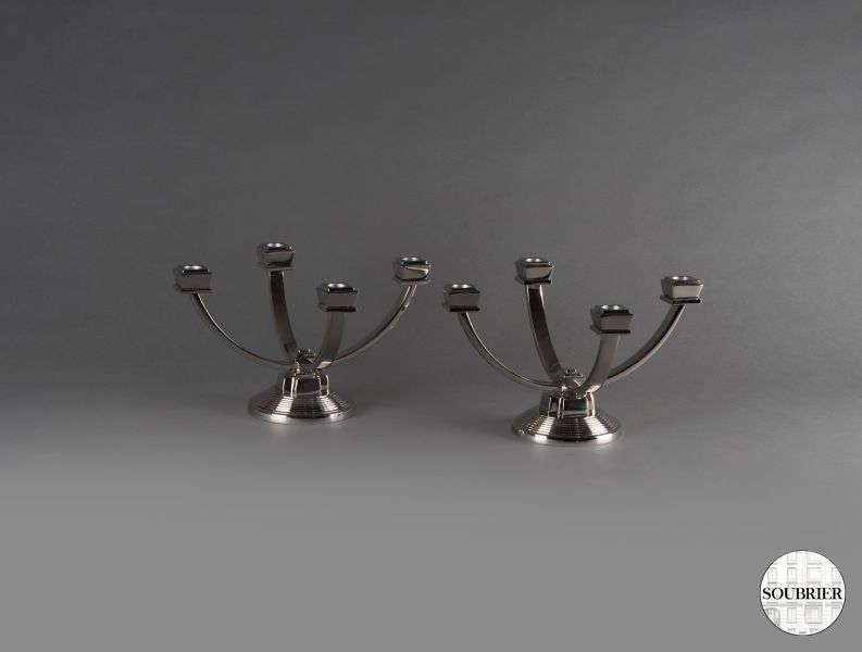 Pair of chrome-plated candlestick