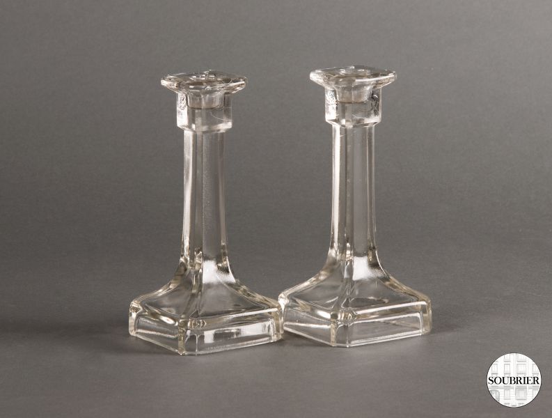 Molten glass candlesticks