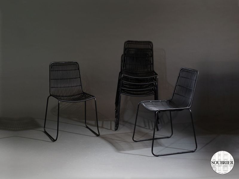 6 chaises fils noirs