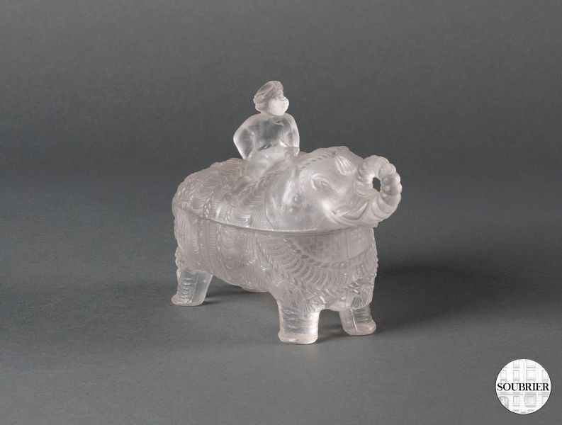 Sucrier éléphant en verre satiné