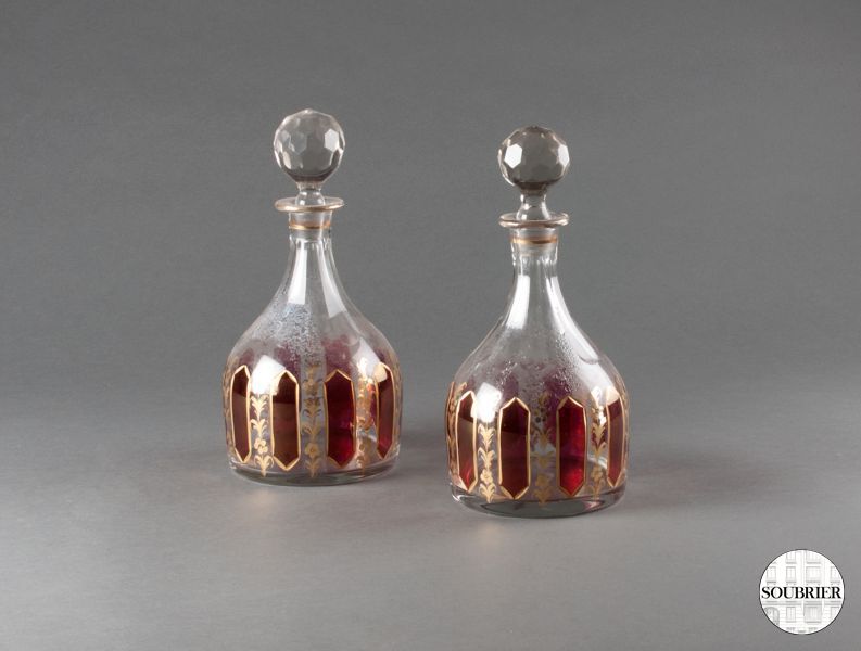 Pair of Bohemian carafes