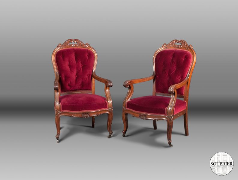 Pair of Napoleon III armchairs