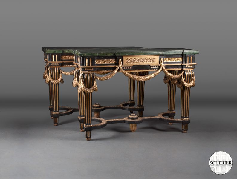 Consoles noires et or Louis XVI