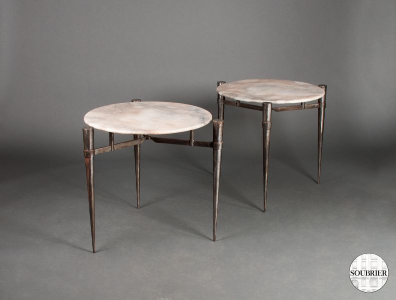 two guéridons side table
