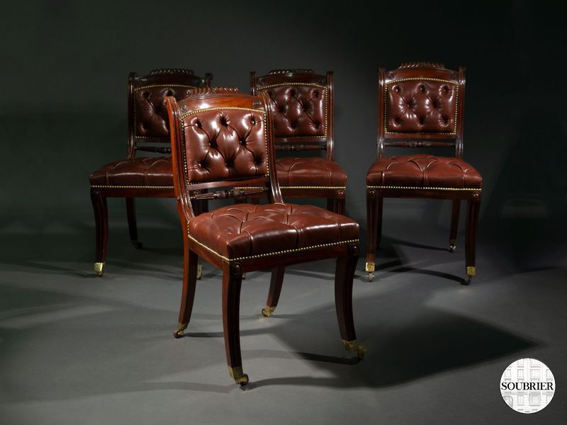 4 Regency leather chairs