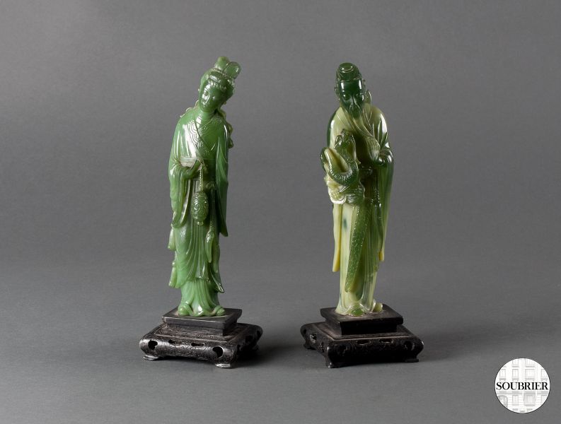 Two subjects in green alabaster