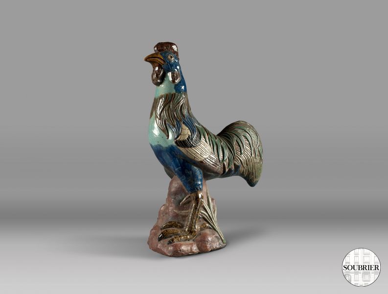 Coq polychrome earthenware