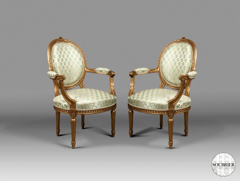 Fauteuils médiallons Louis XVI