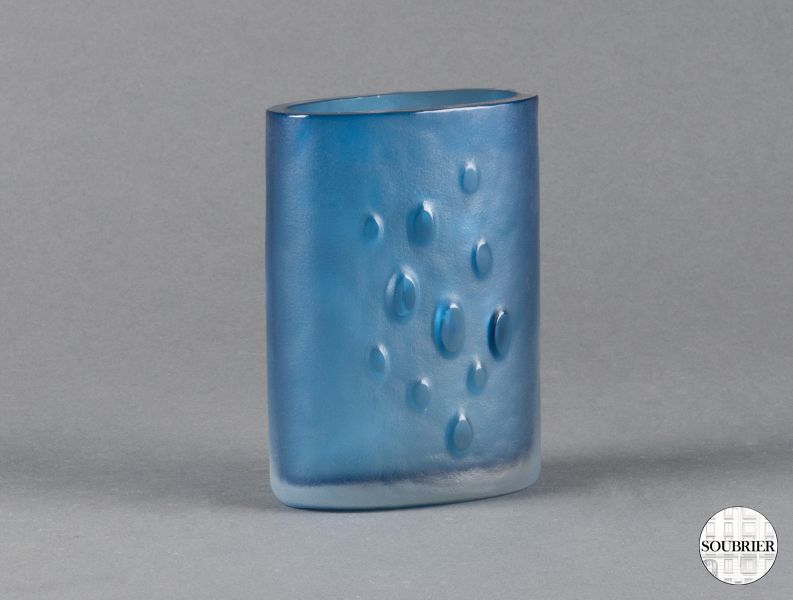 Vasse en verre bleu