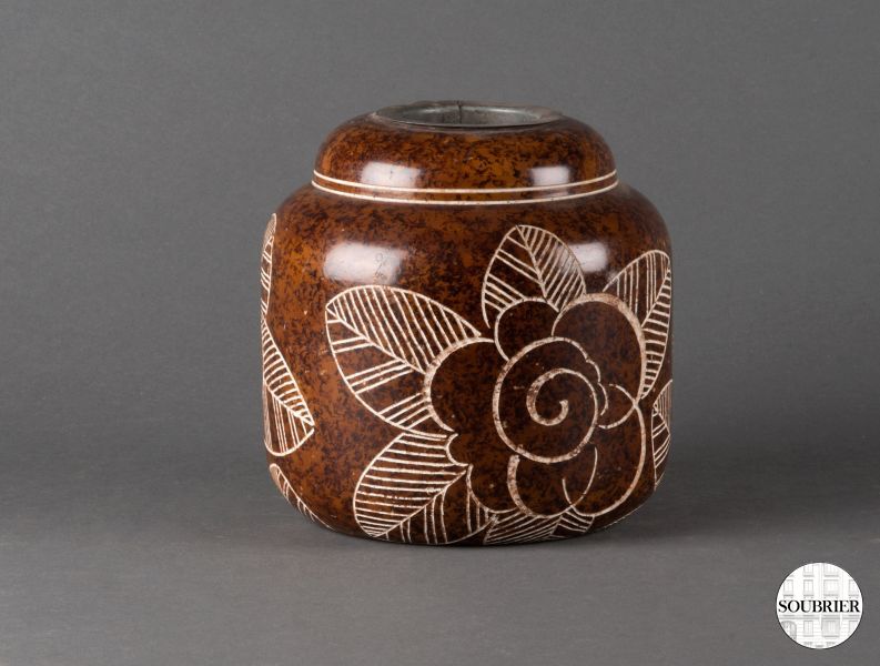 Brown earthenware vase