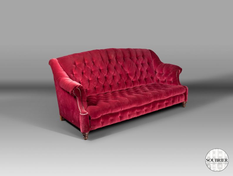 Red velvet sofa