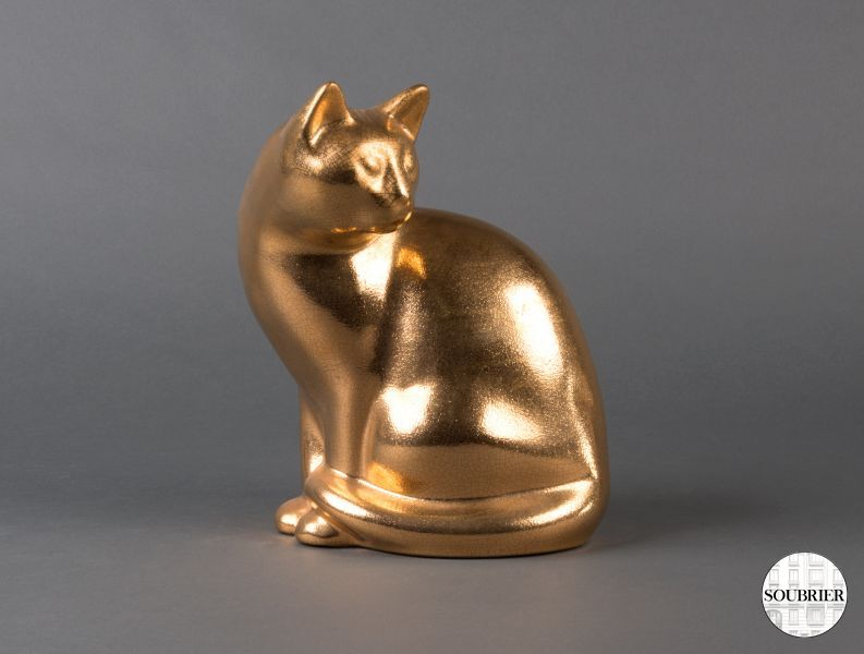 Gold earthenware cat