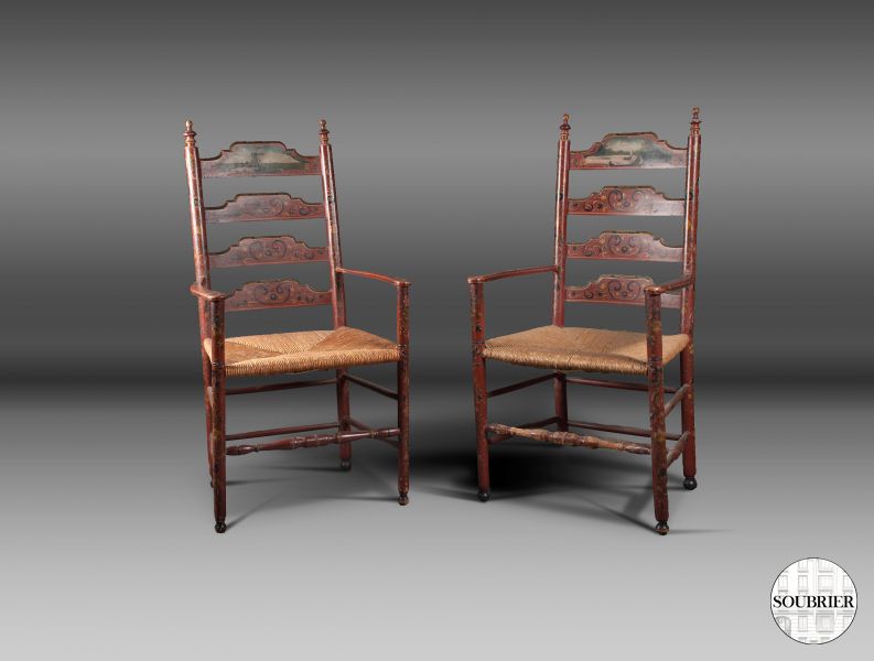 Paire de fauteuils Hollandais XIXe
