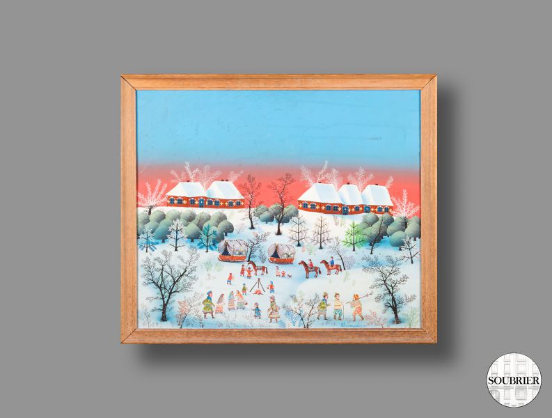 tableau paysage de neige