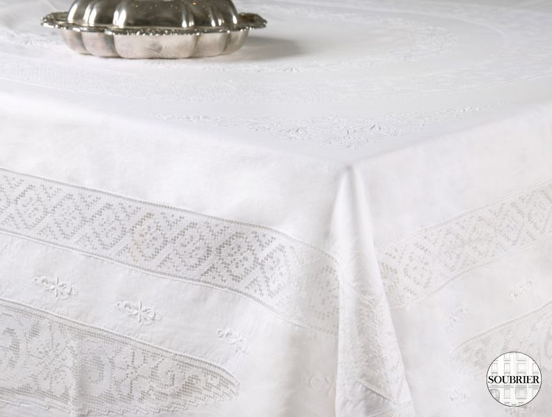 Linen and lace tablecloth