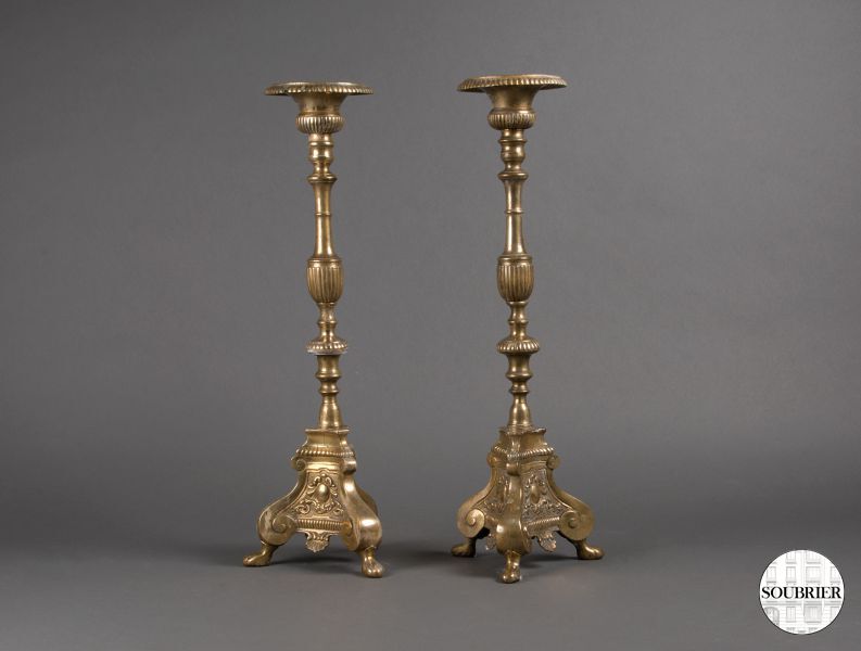 Pair of bronze candle spikes